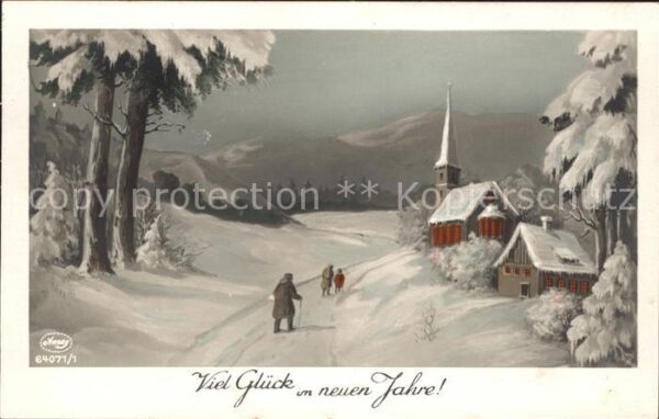 Verlag Amag Nr. 64071/1 Neujahr Kirche