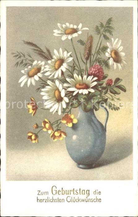 Geburtstag Margeriten Kleeblumen Vase