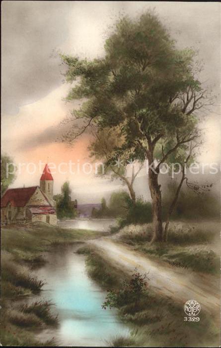 Verlag Noyer (AN Paris) Nr. 3329 Baum Kirche Fluss