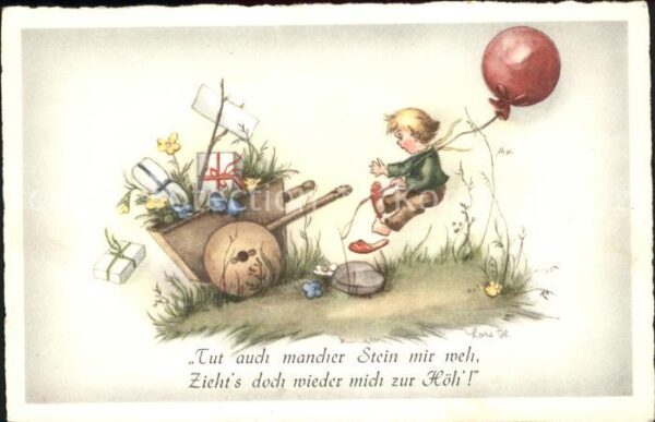 Kinder Child Enfants Luftballon Schubkarre Geschenke Blumen