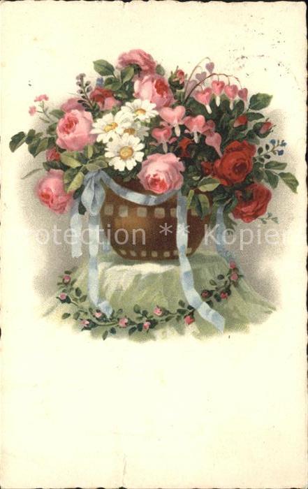 Rosen Margeriten Vase Litho