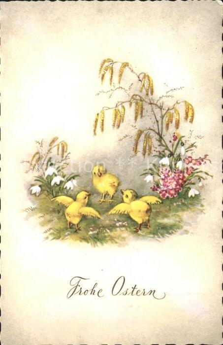 Ostern Easter Paques Küken Schneeglöckchen Weidenkätzchen