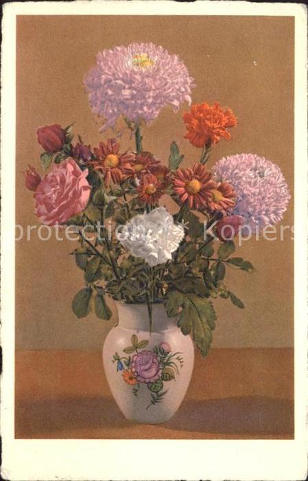 Blumen Dahlien Rosen Nelke Vase