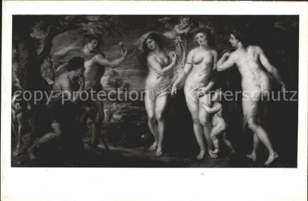 Erotik Künstlerkarte Rubens Juicio de Paris Mu