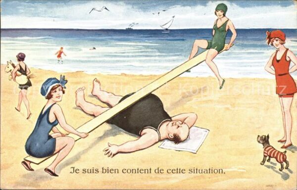 Bademode Frauen Mann Hund Wippe Strand