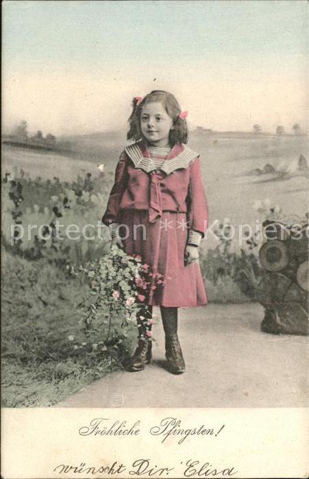 Kinder Child Enfants Mädchen Blumen Pfingsten