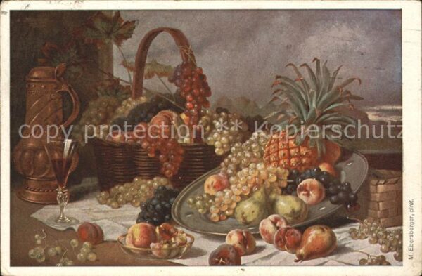 Verlag Muenchner Kunst Nr. 169 M. Ebersberger Ananas Nektarinen Tr