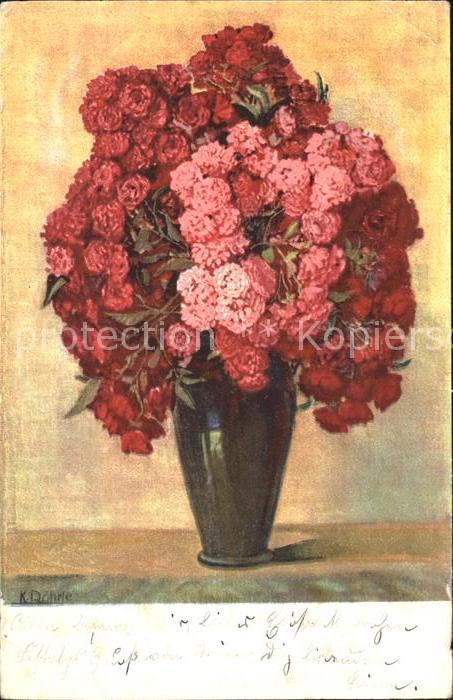 Kuenstlerkarte K. Röhrle Blumen Vase