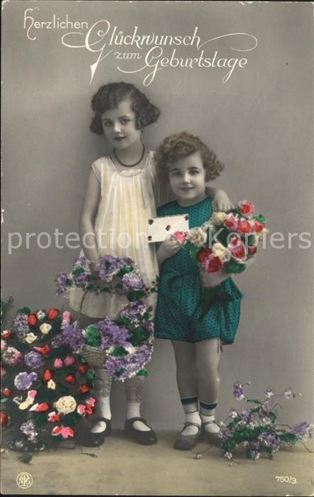 Foto NPG Nr. 750/3 Kinder Blumen Geburtstag