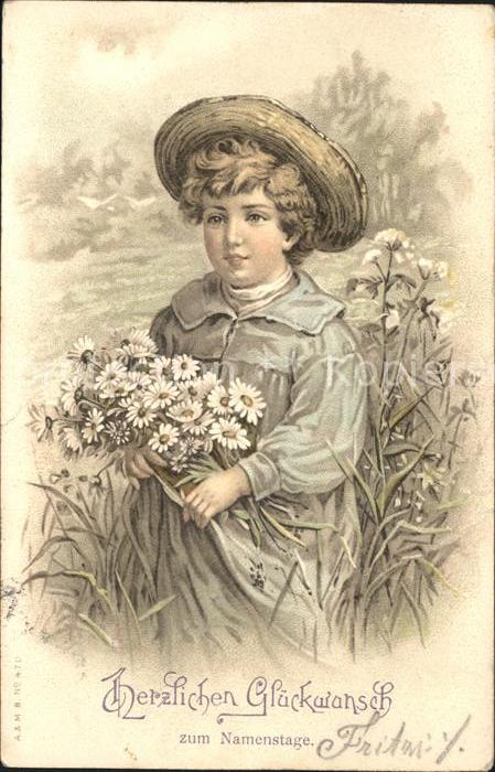 Namenstag Namenskarte Glückwunsch Margeriten Kind Litho