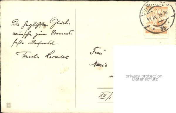 Namenstag Namenskarte Glückwunsch Dahlien Veilchen Litho – Bild 2