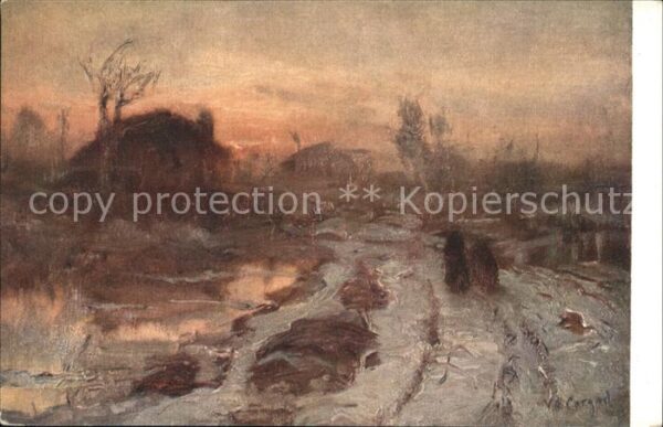 Kuenstlerkarte V. A. Cargnel Tramonto invernale Nr. 10