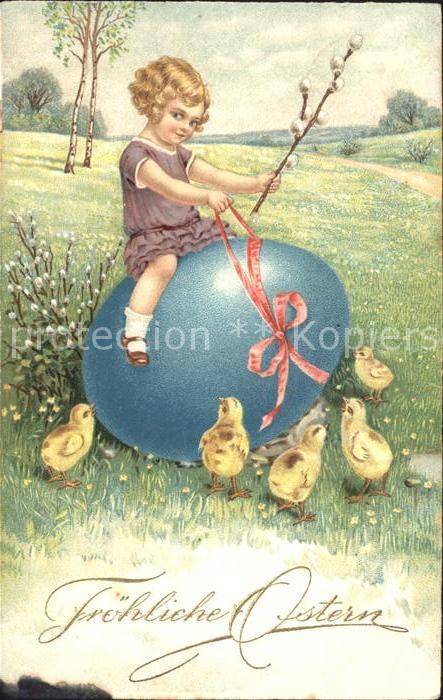 Ostern Easter Paques Küken Ei Kind Weidenkätzchen