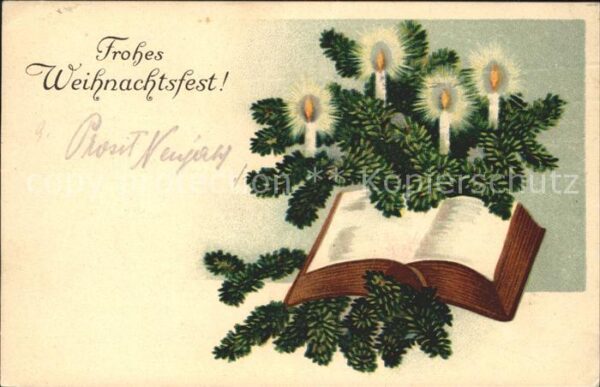 Weihnachten Bibel Kerzen Litho