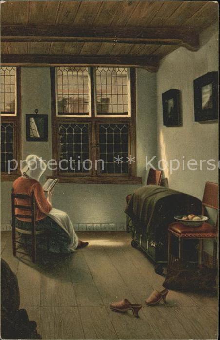 Kuenstlerkarte Pieter de Hooch Holländische Wohnstube