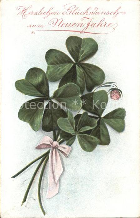 Neujahr Kleeblätter Kleeblume Schleife