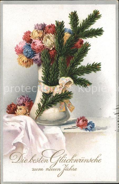 Neujahr Dahlien Vase Litho