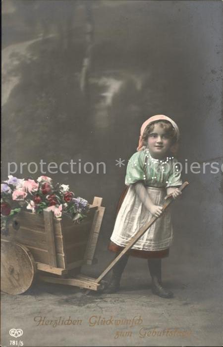 Foto EAS Nr. 781/5 Geburtstag Kind Holzwagen Blumen