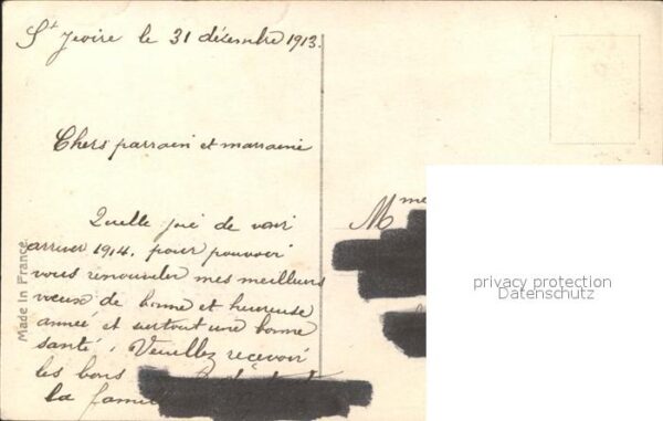 Verlag REX Nr. 4509 Neujahr Stechpalme Mistel Mond Bau – Bild 2