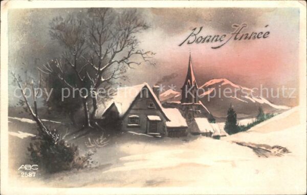Verlag ABC Nr. 2587 Neujahr Kirche Berge
