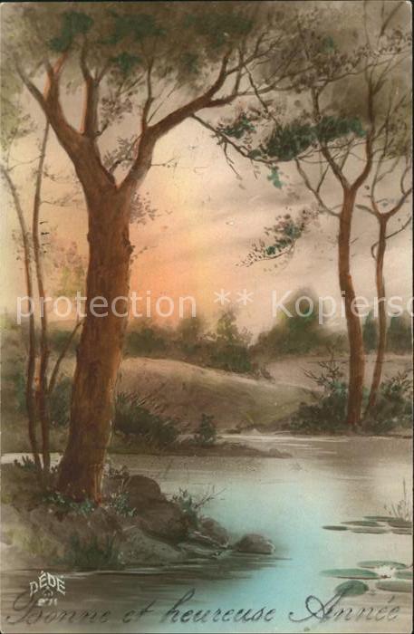 Verlag DEDE Paris Nr. 271 Neujahr Bäume Fluss Natur
