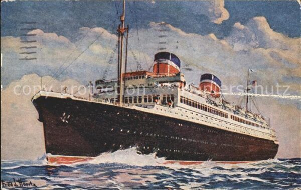 Dampfer Oceanliner Washington Künstlerkarte Fred J. Hoertz