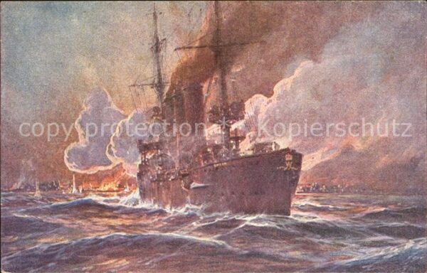 Marine WK1 Kreuzer Emden  Prof. Willy Stöwer Kolon