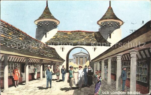 Exhibition British Empire 1924 Old London Bridge Künstlerkarte Ernest