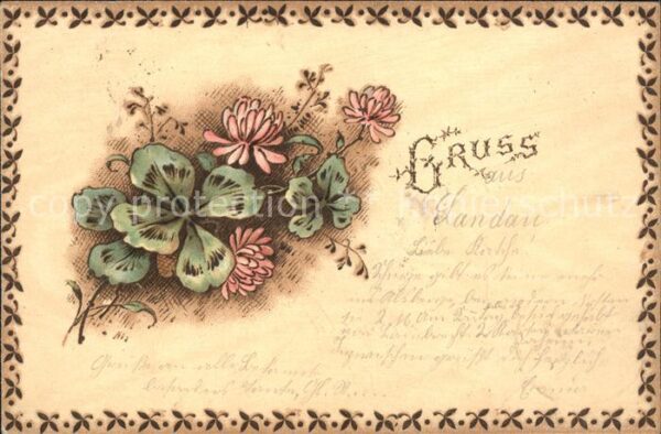 Kleeblatt Cloverleaf Trebol Trefle Rotklee Litho