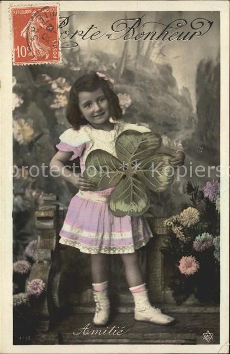 Foto PC Paris Nr. 4103 Kind Kleeblatt Blumen Amitie Freun