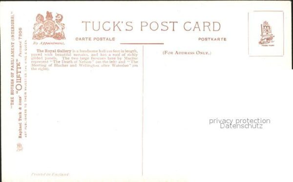 Verlag Tucks Oilette Nr. 7906 The Royal Gallery Houses of Parlia – Bild 2