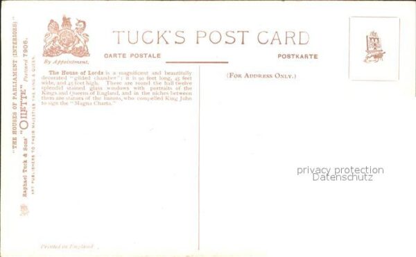 Verlag Tucks Oilette Nr. 7906 The House of Lords Charles E. Flow – Bild 2