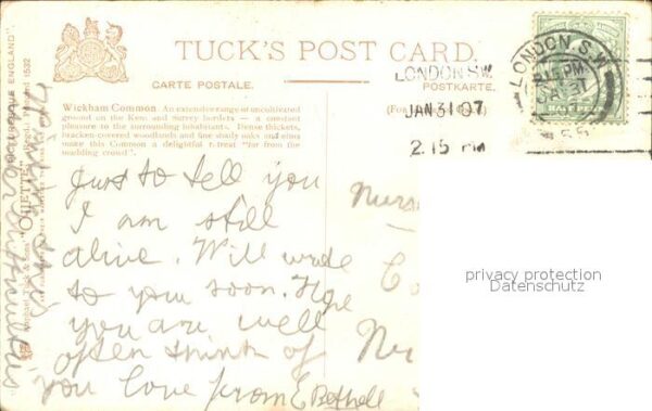 Verlag Tucks Oilette Nr. 1532 Wickham Common Old Oaks Kent – Bild 2