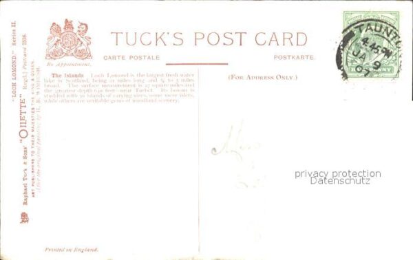 Verlag Tucks Oilette Nr. 7538 Loch Lomond The Islands H. B. Wimb – Bild 2