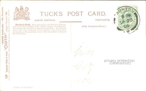 Verlag Tucks Oilette Nr. 7350 The River Teith Trossachs Sutton P – Bild 2
