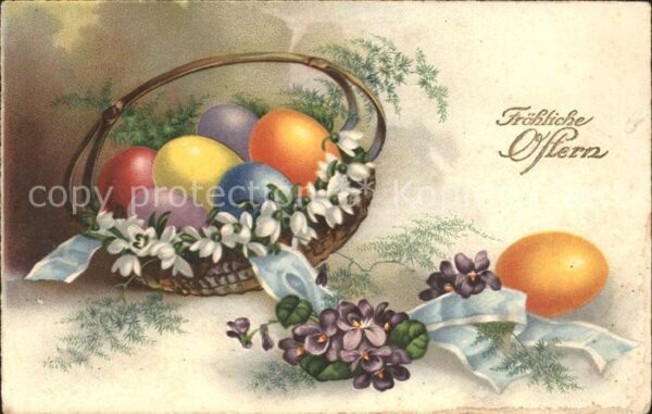 Ostern Easter Paques Ostereier Korb Schneeglöckchen Veilchen