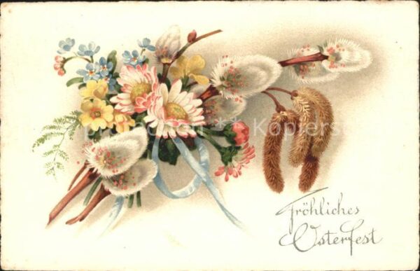 Ostern Easter Paques Gänseblümchen Primeln Vergissmeinnicht