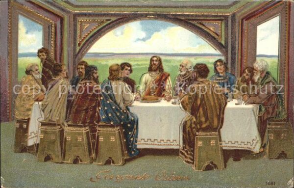 Ostern Easter Paques Jesus Das letzte Abendmahl Litho