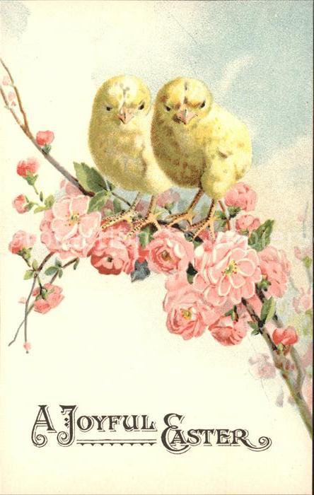 Ostern Easter Paques Küken Blumen Blüten Litho