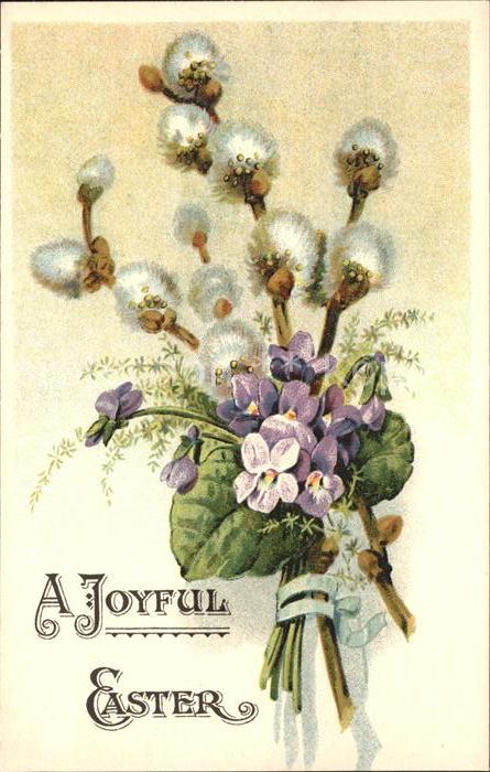 Ostern Easter Paques Veilchen Weidenkätzchen Litho