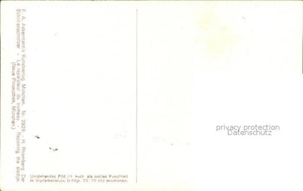 Verlag Ackermann Kuenstlerpostkarte Nr. 2928 H. Rhomberg Der Schlittenschitzer – Bild 2