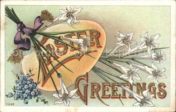 Ostern Easter Paques Vergissmeinicht Iris Ei Litho