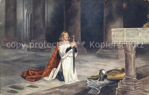 Kuenstlerkarte John Pettie The Vigil Knight S. John's