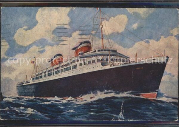 Dampfer Oceanliner S.S. America Künstlerkarte