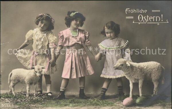 Kinder Child Enfants Lämmer Ostern Ostereier