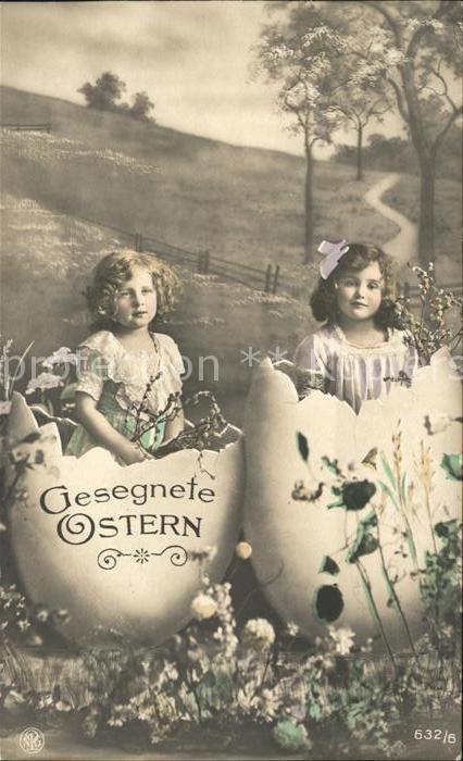 Foto NPG Nr. 632/6 Kinder Ostern Blumen Eier