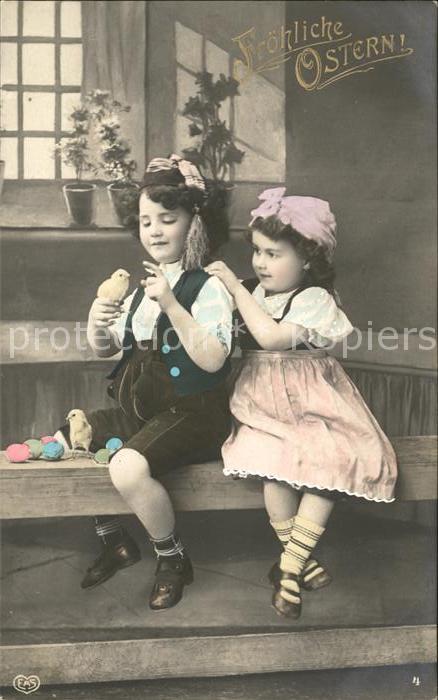 Foto EAS Nr. 2119 Ostern Kinder Küken Ostereier