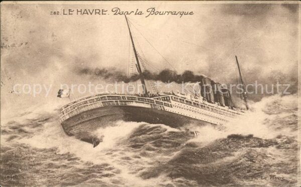 Dampfer Oceanliner Le Havre Sturm