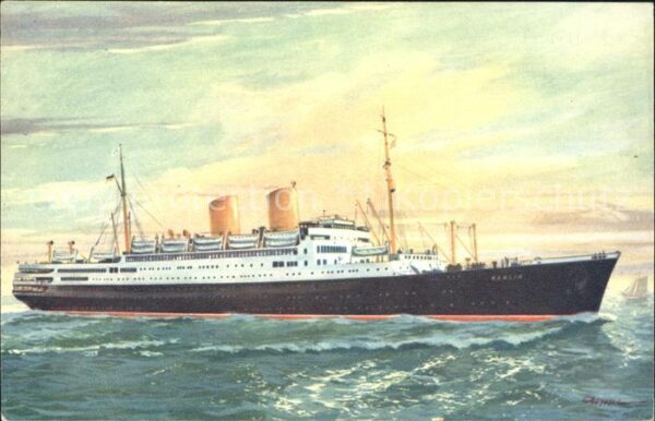 Dampfer Oceanliner MS Berlin Künstlerkarte