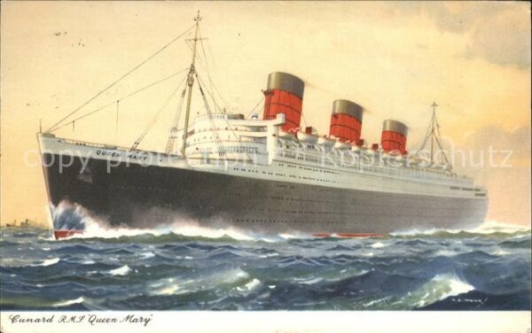 Dampfer Oceanliner R.M.S. Queen Mary Künstlerkarte